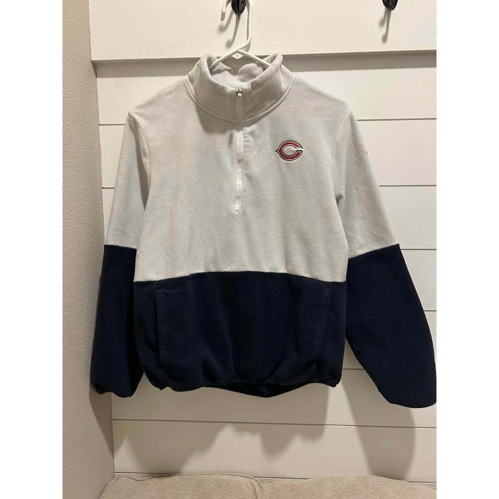 Nike Chicago Bears NFL Dri-FIT Fleece Quarter Zip Pullover White Navy Mens Med.
